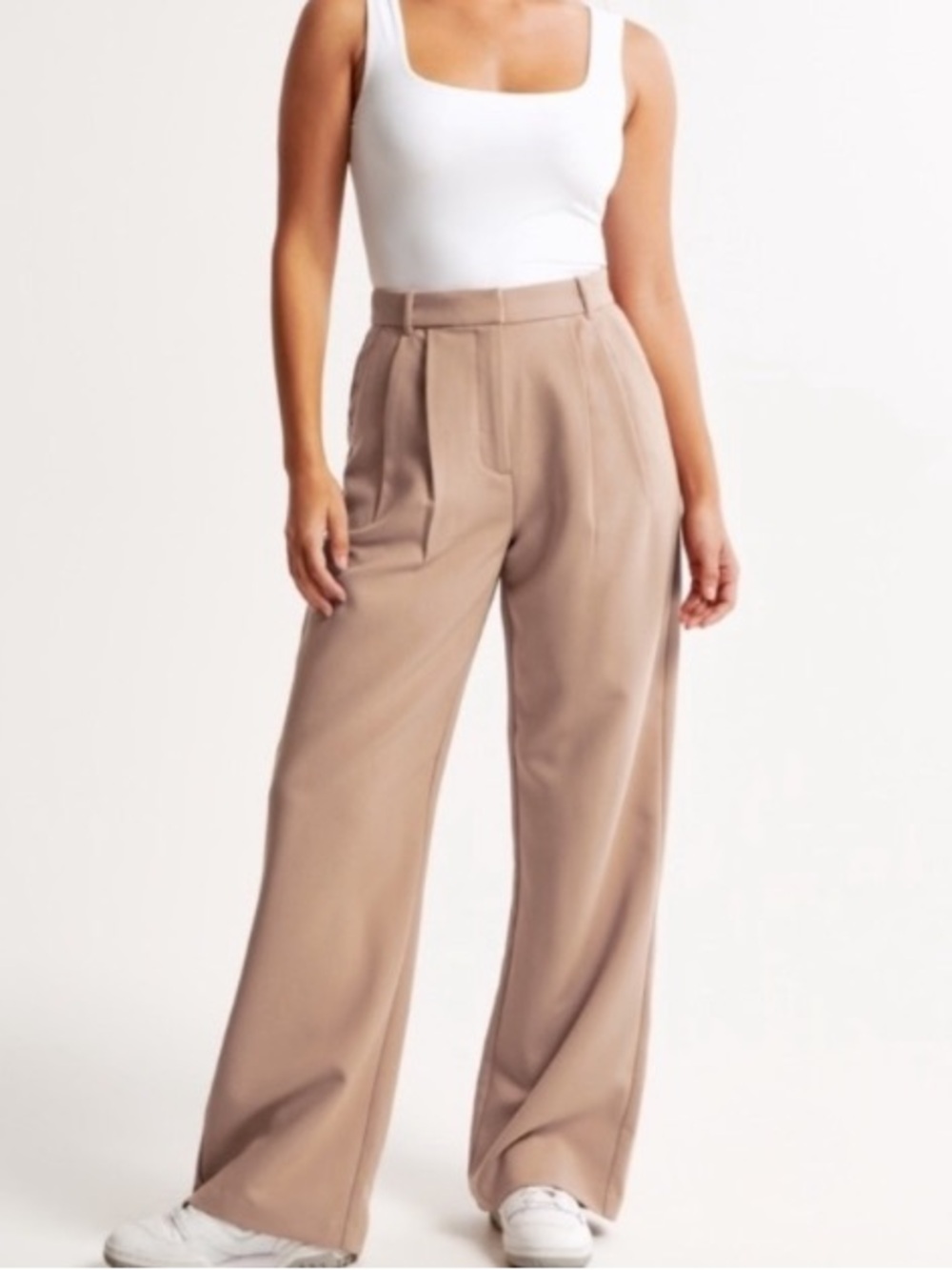 Abercrombie & Fitch NWT Sloane Khaki Beige Wide Leg Pleated Trouser Pants 29/8xs